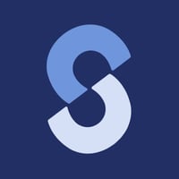 a blue back ground with two half circles put together to look like the letter S